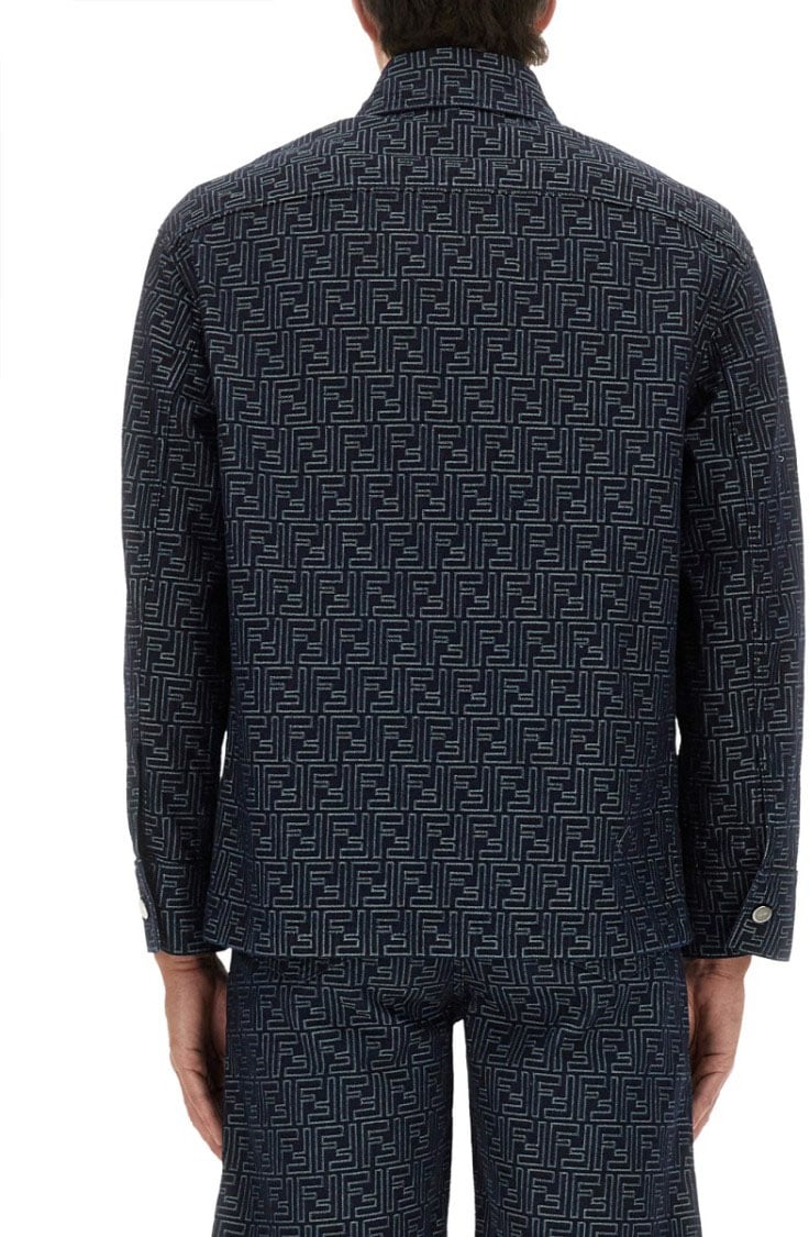 Fendi Ff Jacquard Denim Shirt Blauw