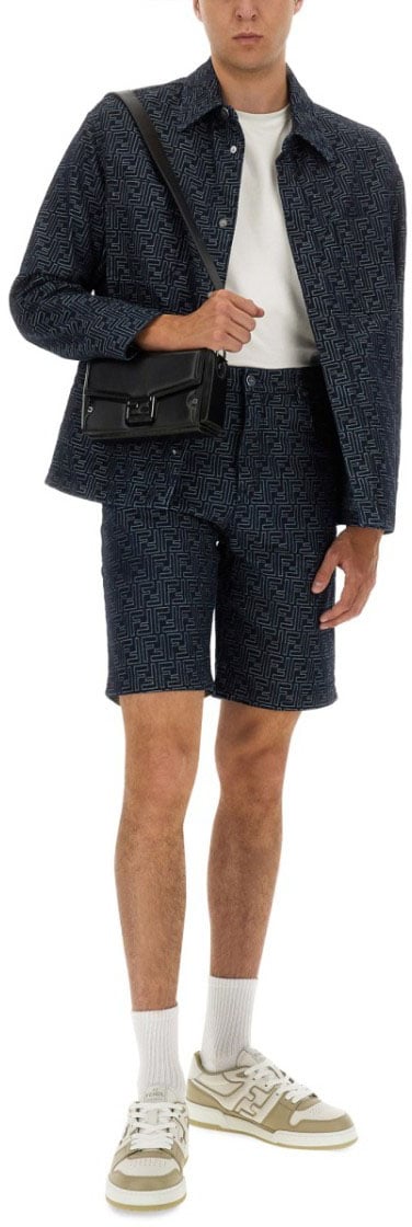 Fendi Ff Jacquard Denim Shirt Blauw