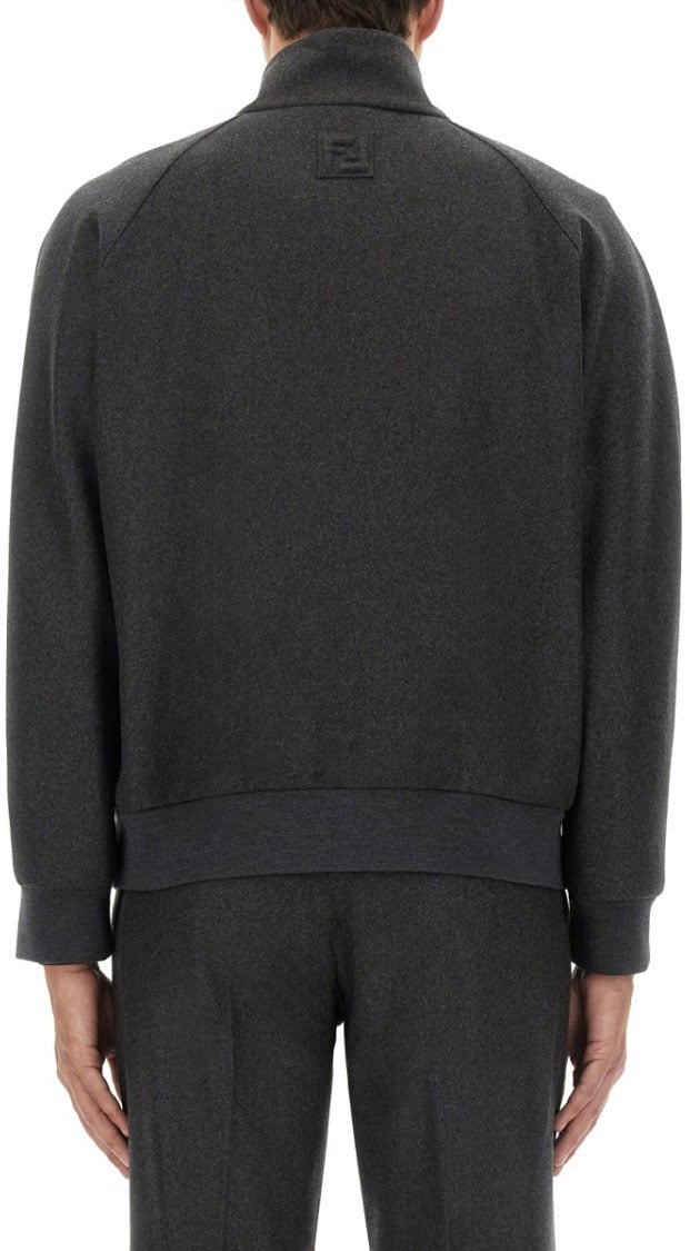 Fendi Cashmere Blouson With High Collar Zwart