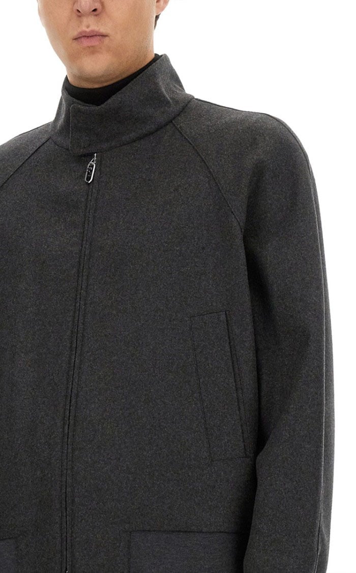 Fendi Cashmere Blouson With High Collar Zwart