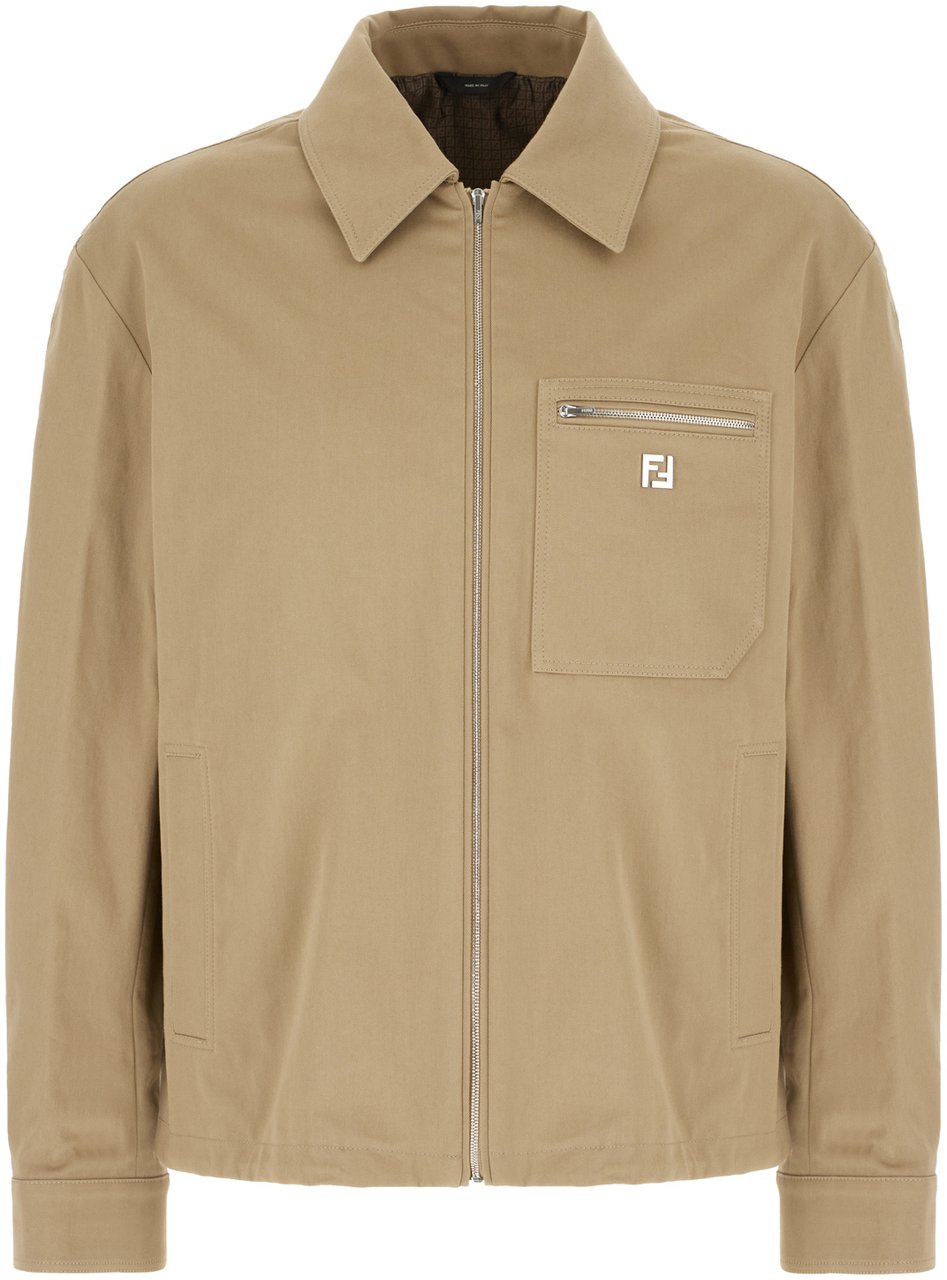 Fendi Fendi Beige stretch cotton jacket Beige