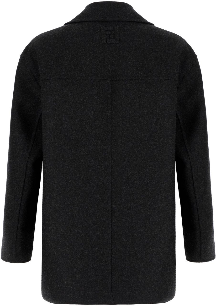 Fendi Fendi Charcoal wool coat Zwart