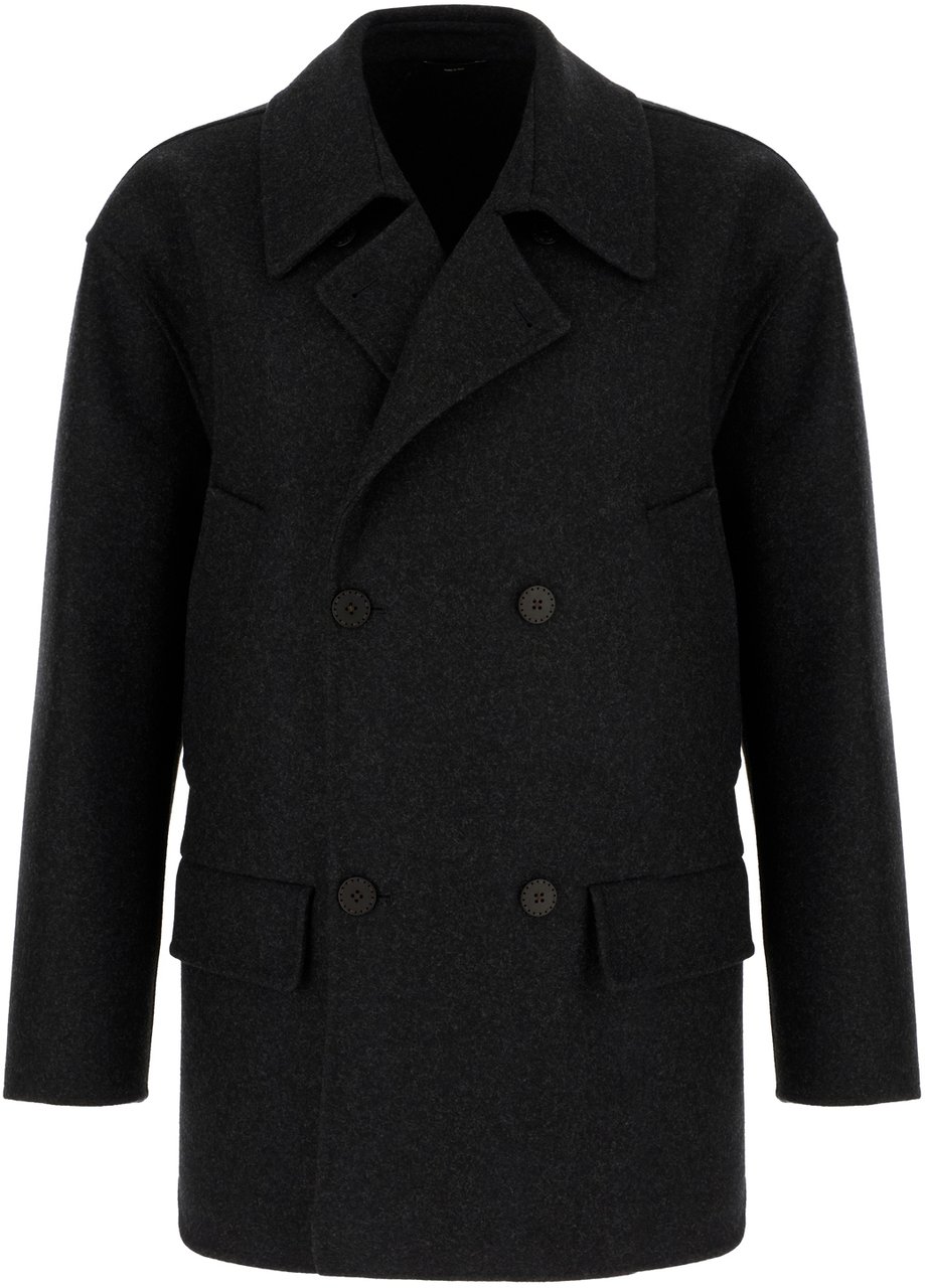 Fendi Fendi Charcoal wool coat Zwart
