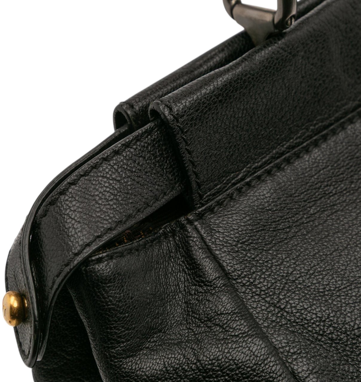 Fendi Large Goatskin Peekaboo Iconic Satchel Zwart