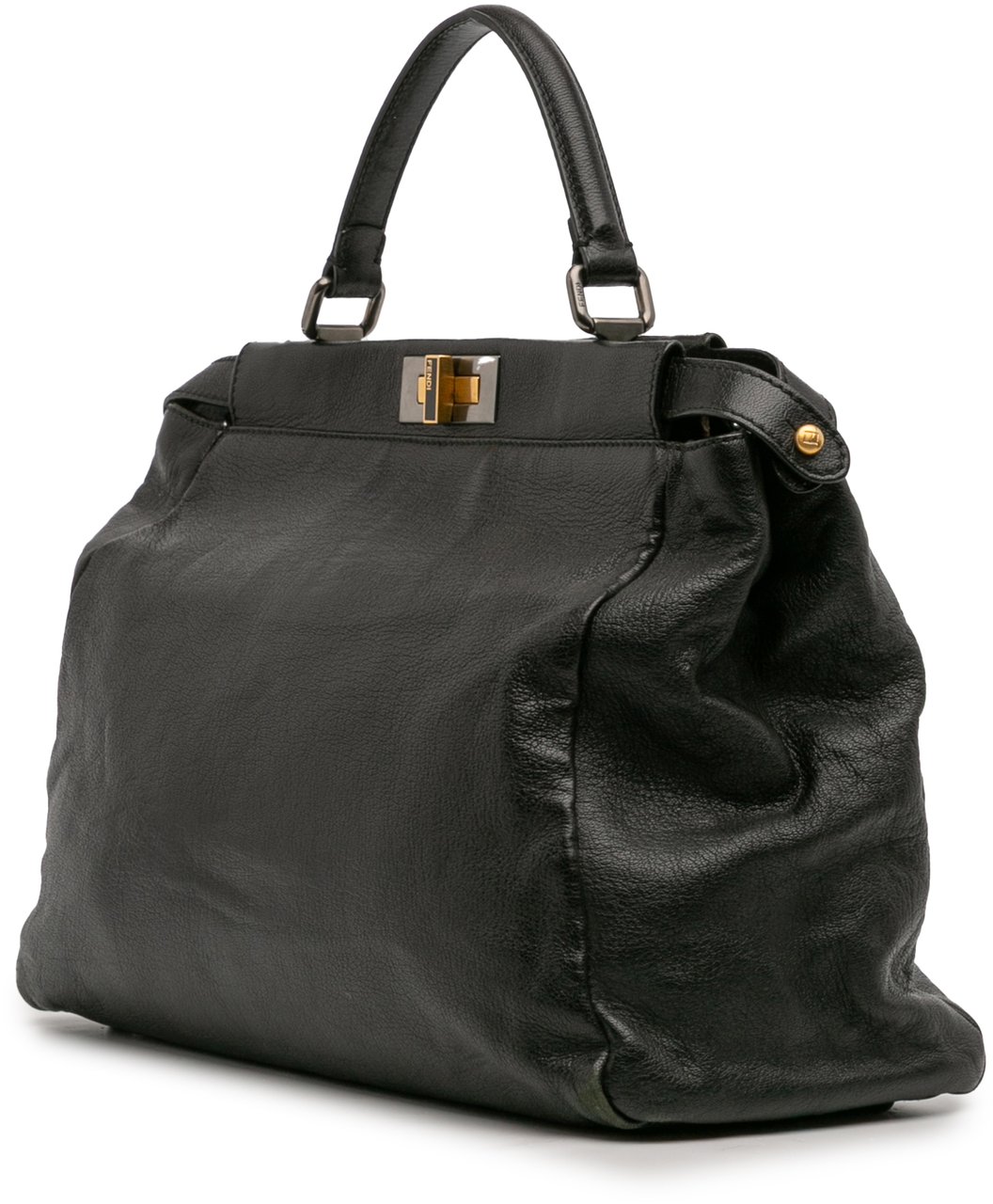 Fendi Large Goatskin Peekaboo Iconic Satchel Zwart