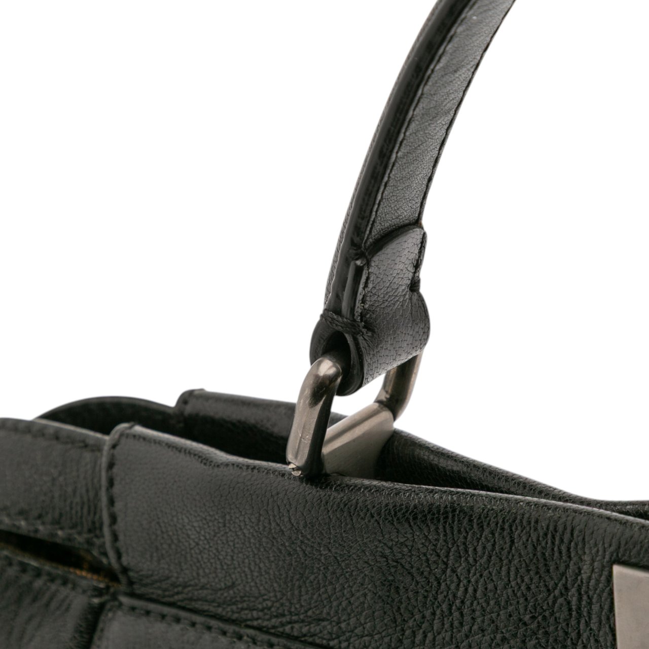 Fendi Large Goatskin Peekaboo Iconic Satchel Zwart