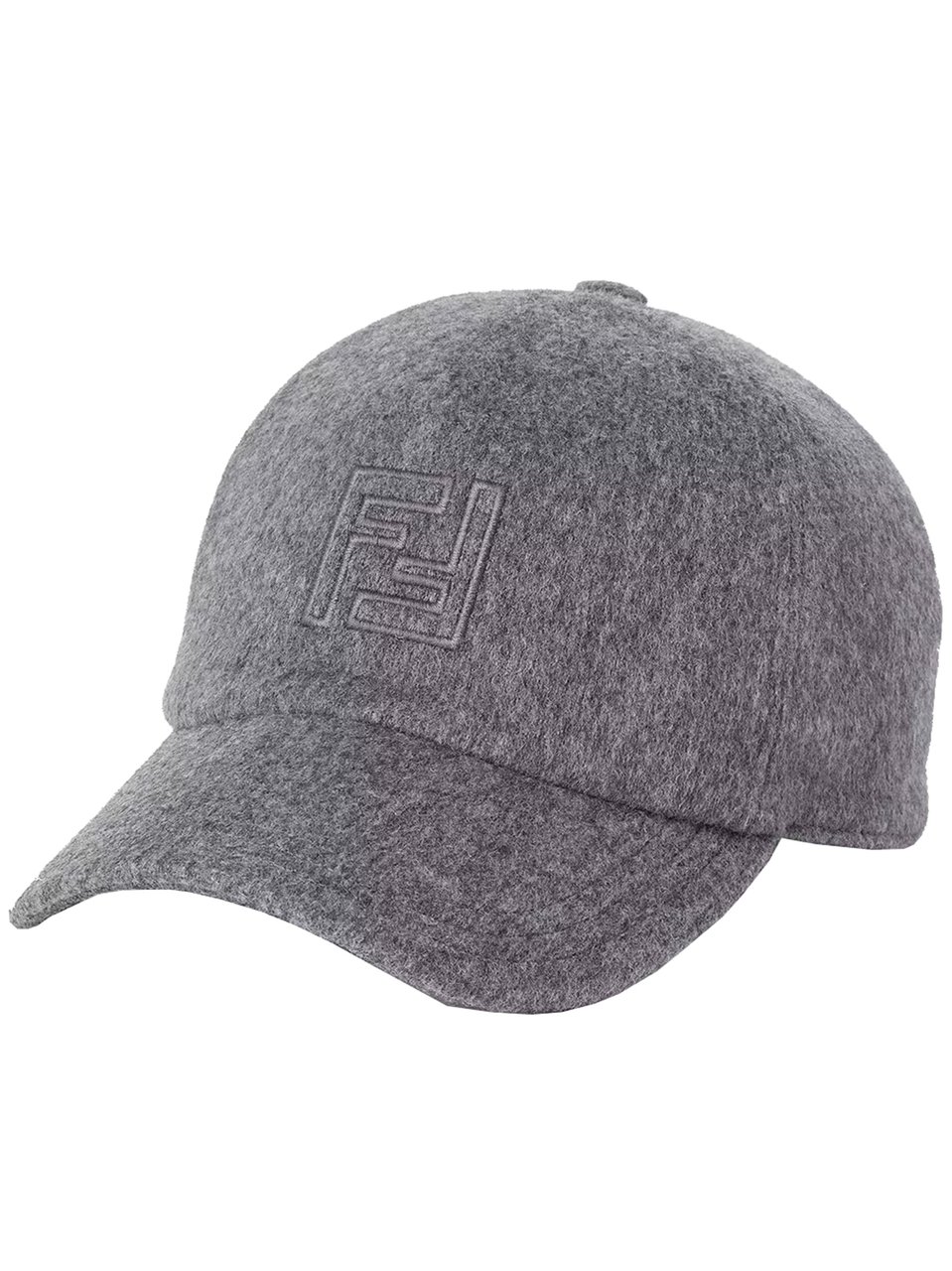 Fendi Baseball FF Grey Felt-Like Adjustable Cap Grijs
