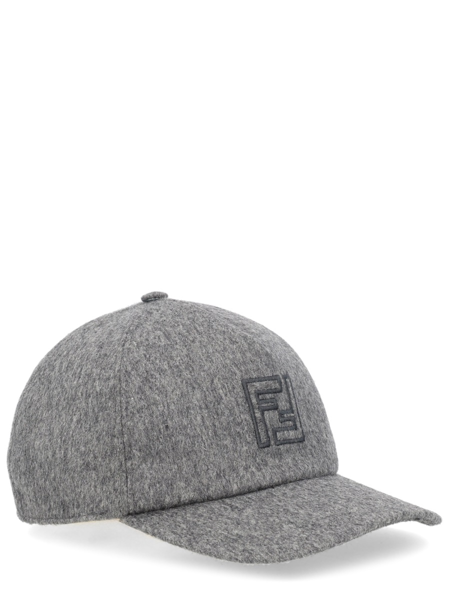 Fendi Wool-Cashmere Blend Six-Panel Baseball Hat Grijs