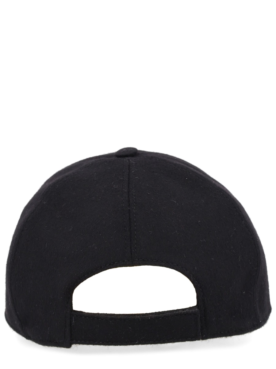 Fendi Wool-Cashmere Blend Structured Baseball Hat Zwart