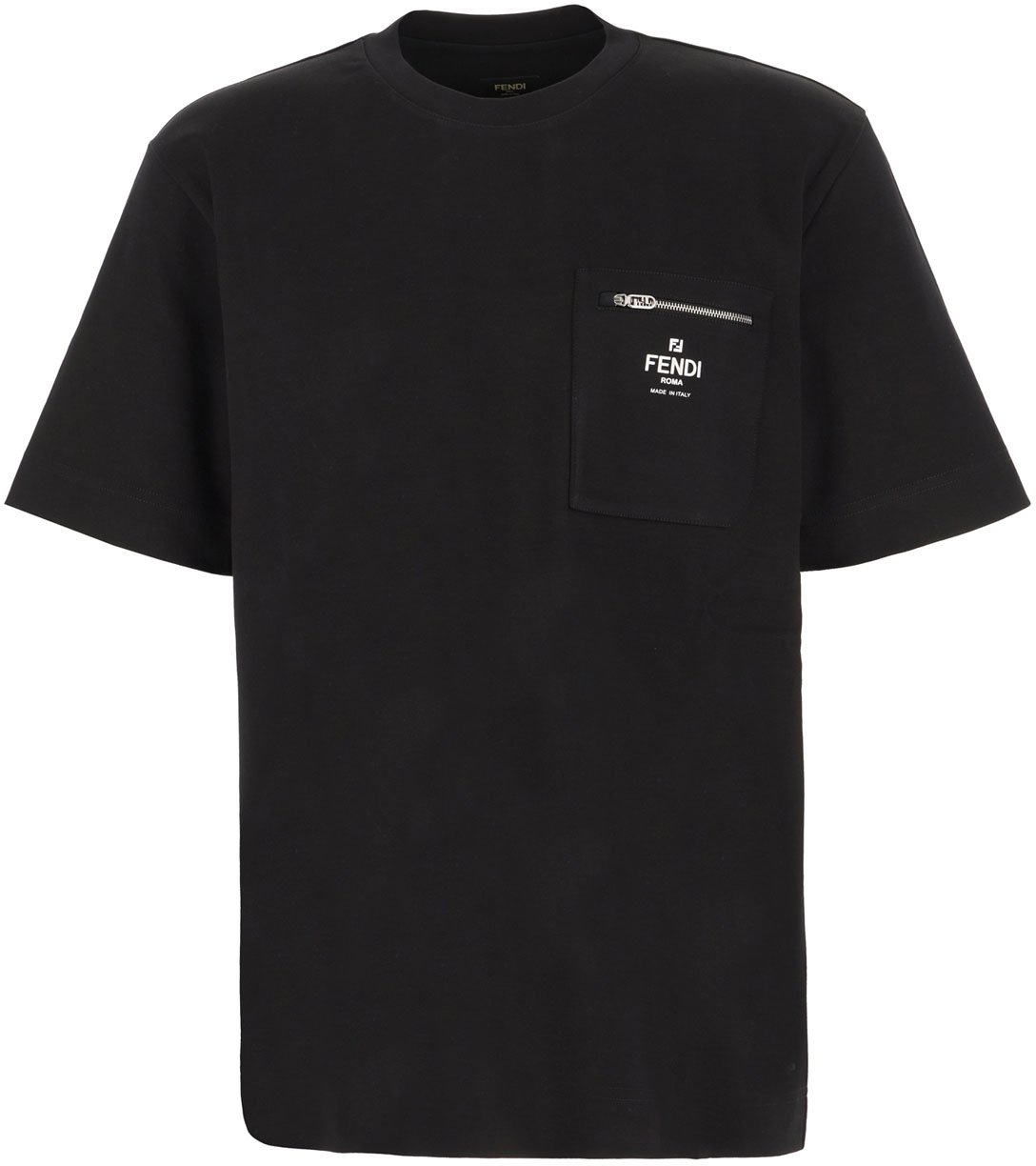 Fendi Fendi Black cotton oversize t-shirt Zwart