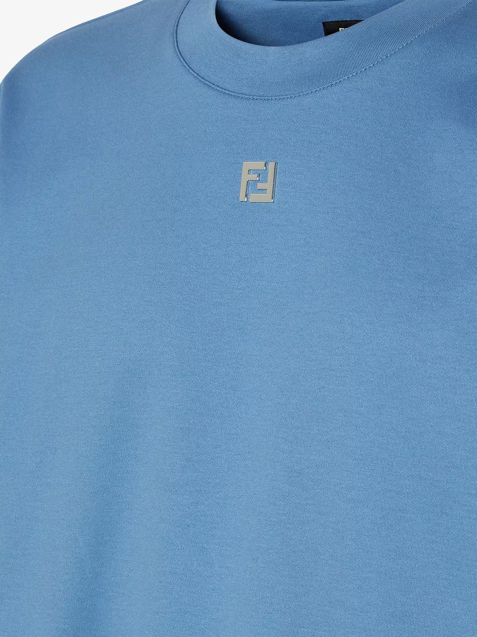 Fendi Relaxed-Fit Blue Logo Detail T-Shirt Blauw