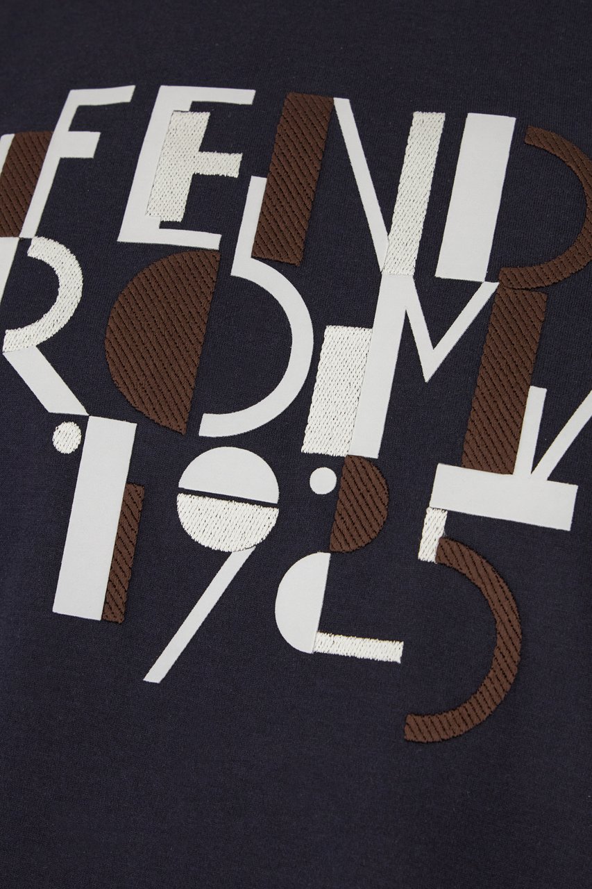 Fendi Fendi Navy blue cotton t-shirt Blauw