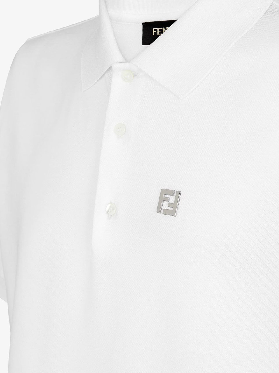 Fendi Slim-Fit Black Classic Collar Logo Polo Wit