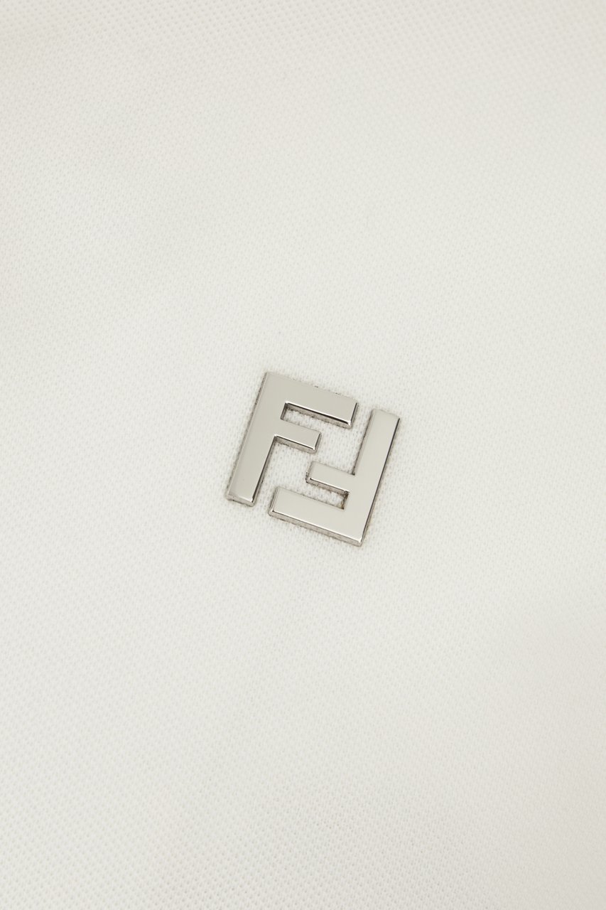 Fendi Fendi White piquet polo shirt Wit