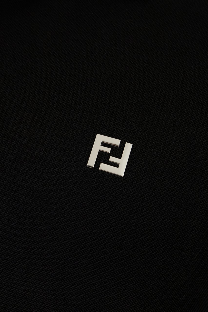 Fendi Fendi Black piquet polo shirt Zwart