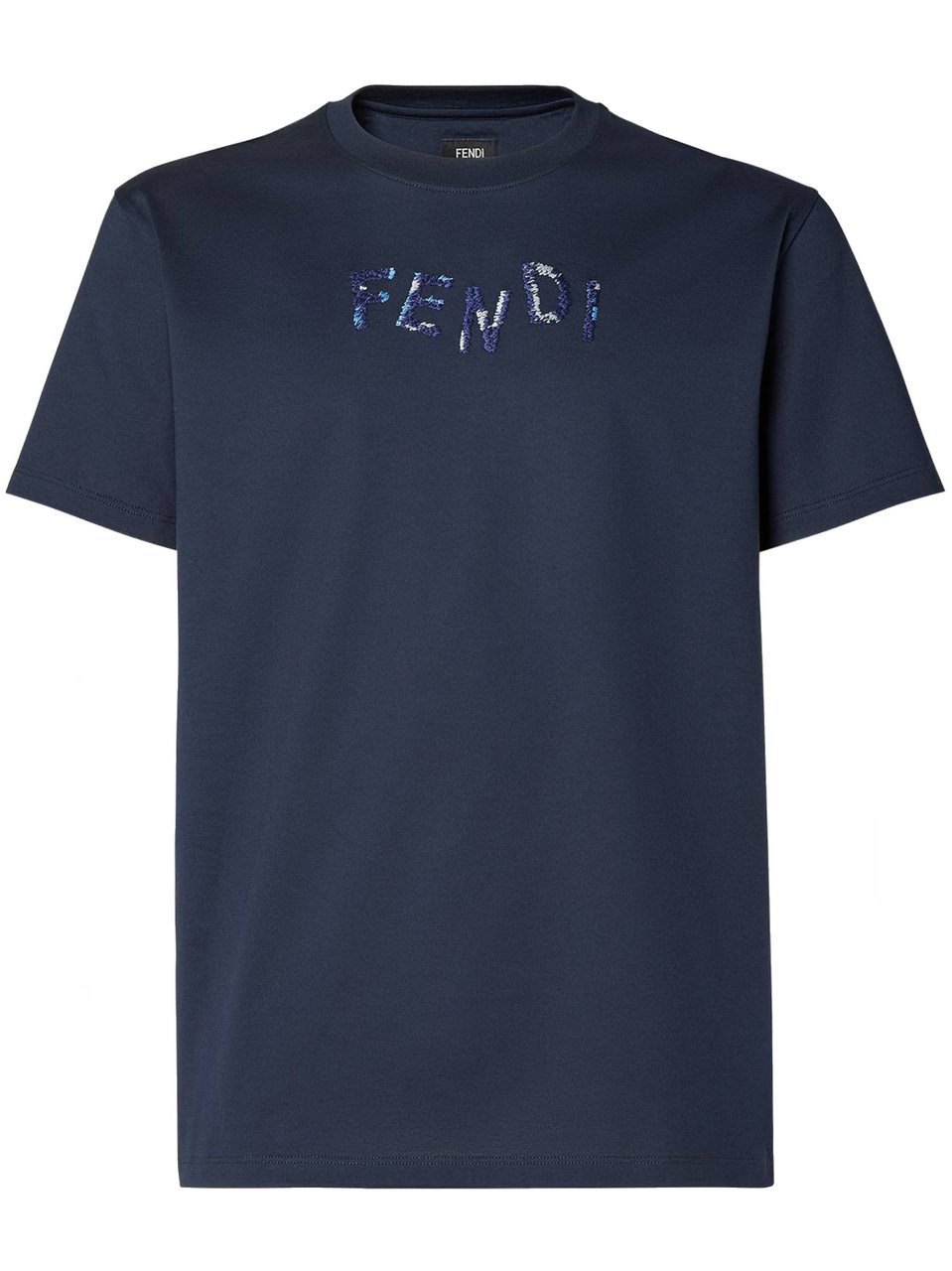 Fendi Crew Neck T-Shirt with Sequined Embellishments Zwart