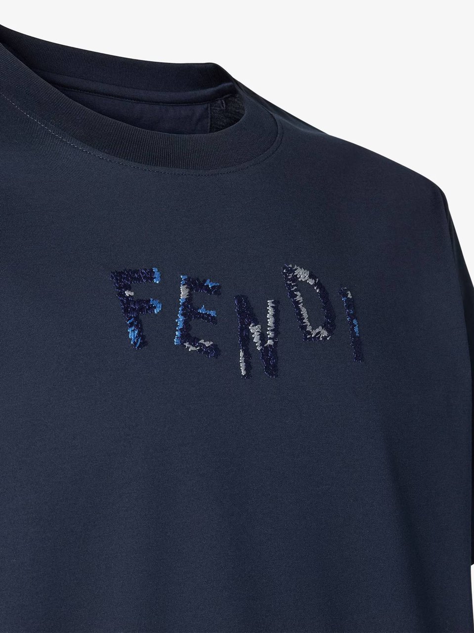 Fendi Crew Neck T-Shirt with Sequined Embellishments Zwart