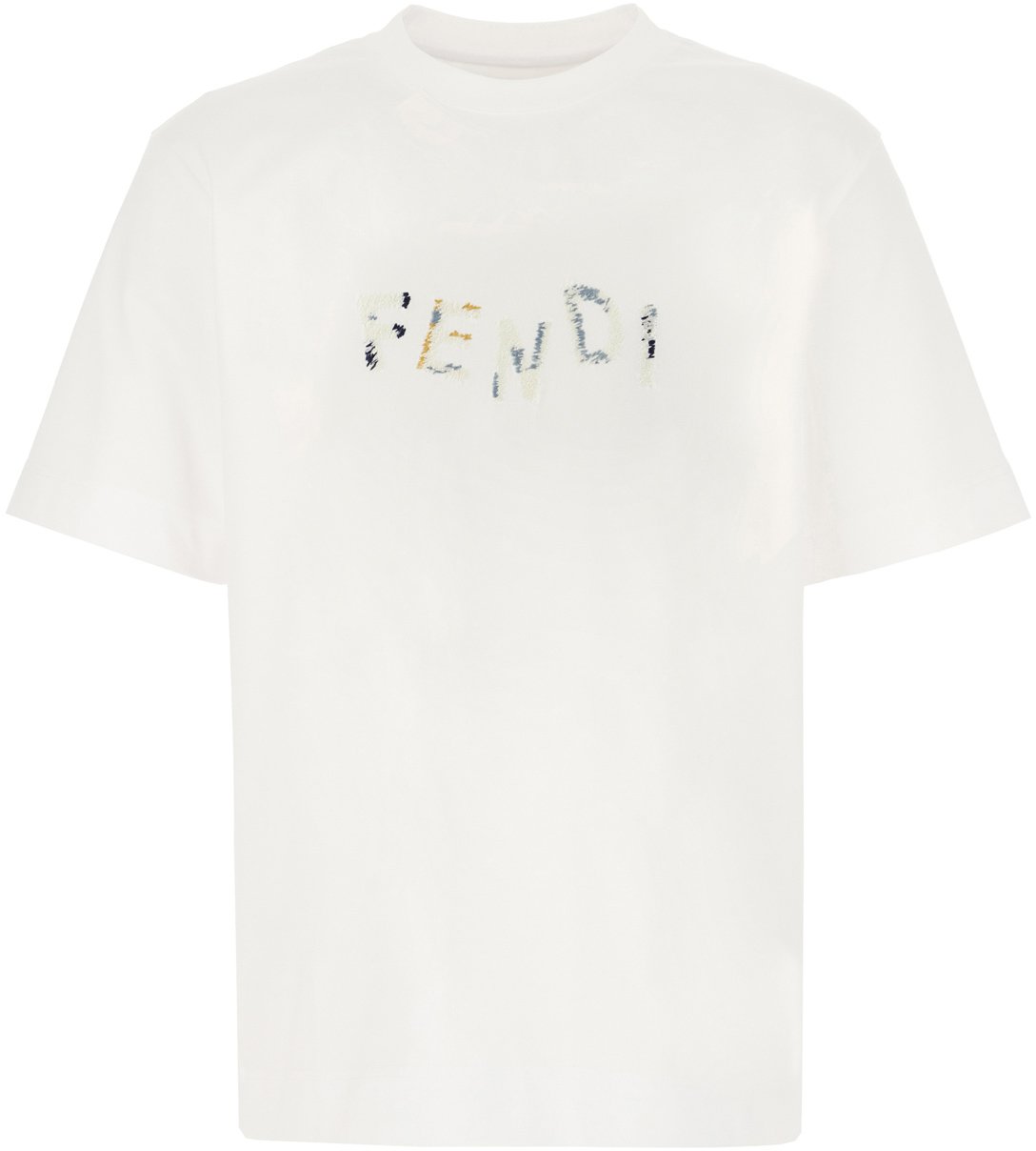 Fendi Ivory cotton t-shirt Neutraal