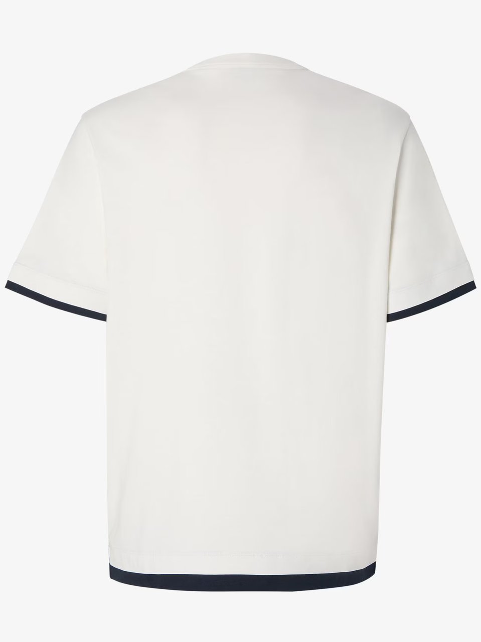 Fendi Boxy-Fit White T-Shirt With Navy Blue Trim And Geometric Logo Wit
