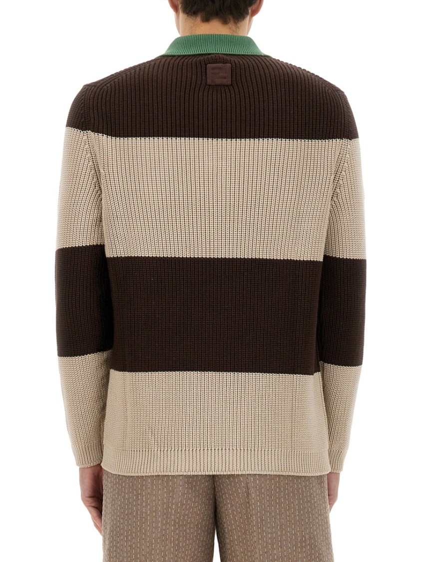 Fendi Ribbed Cotton Jersey Polo Divers