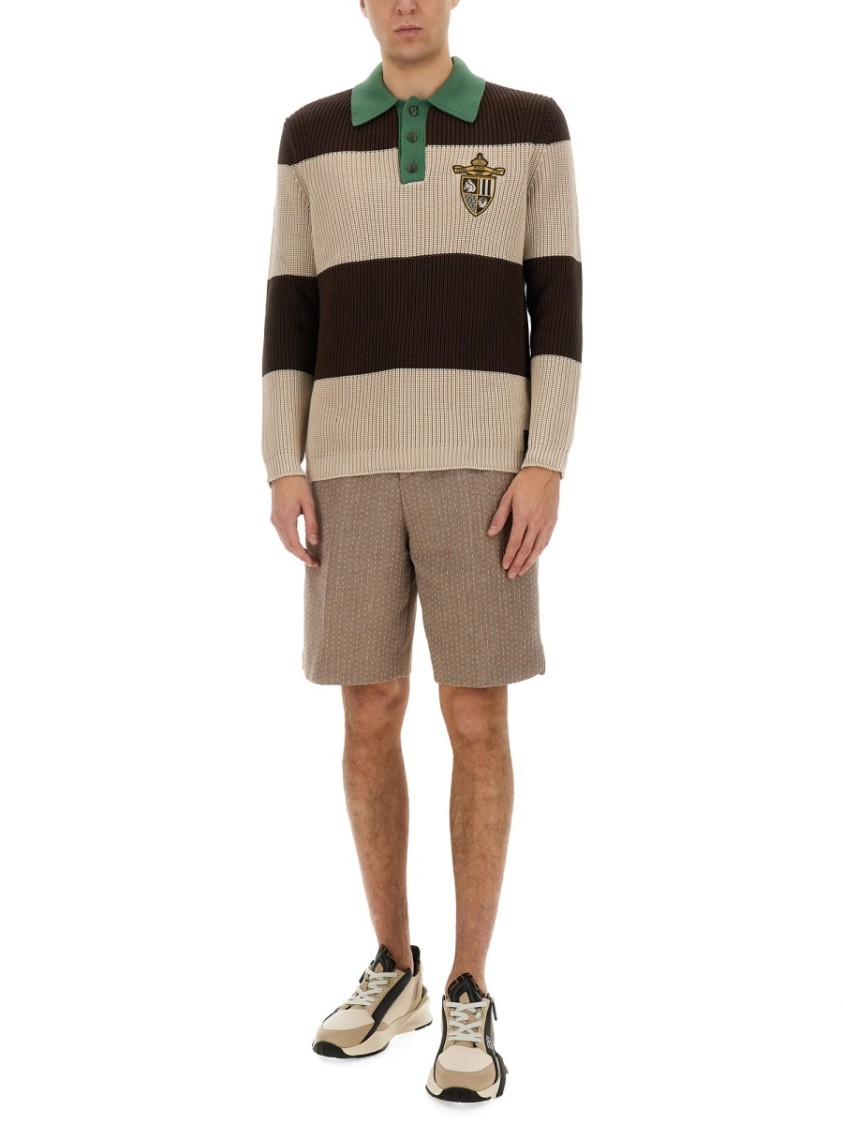 Fendi Ribbed Cotton Jersey Polo Divers