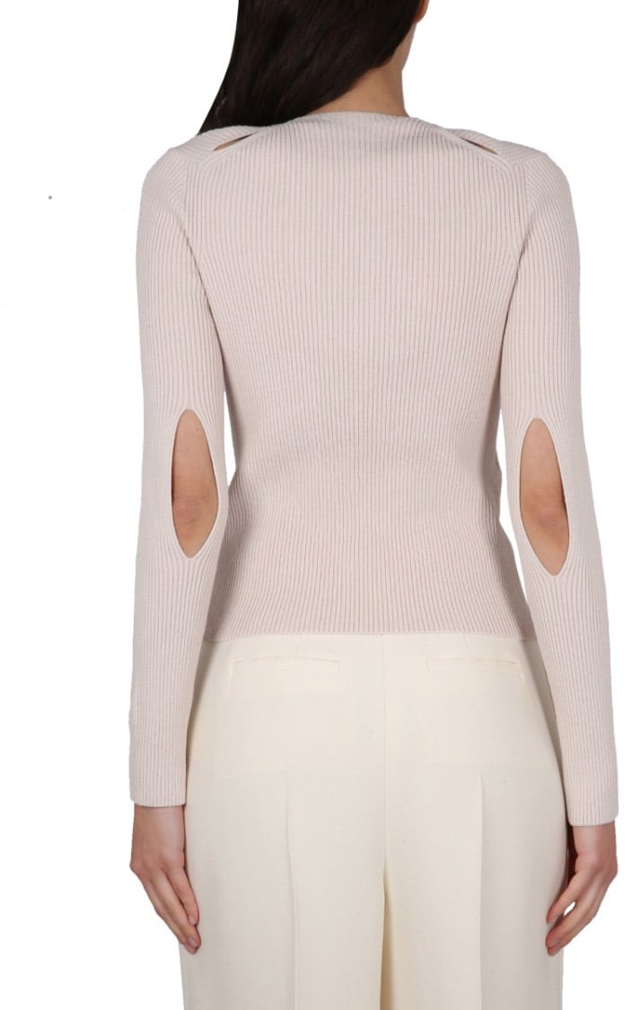 Fendi Ribbed Cotton Cardigan Neutraal