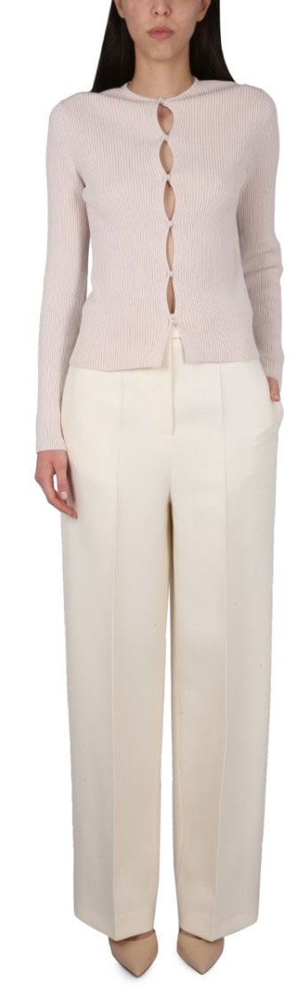 Fendi Ribbed Cotton Cardigan Neutraal