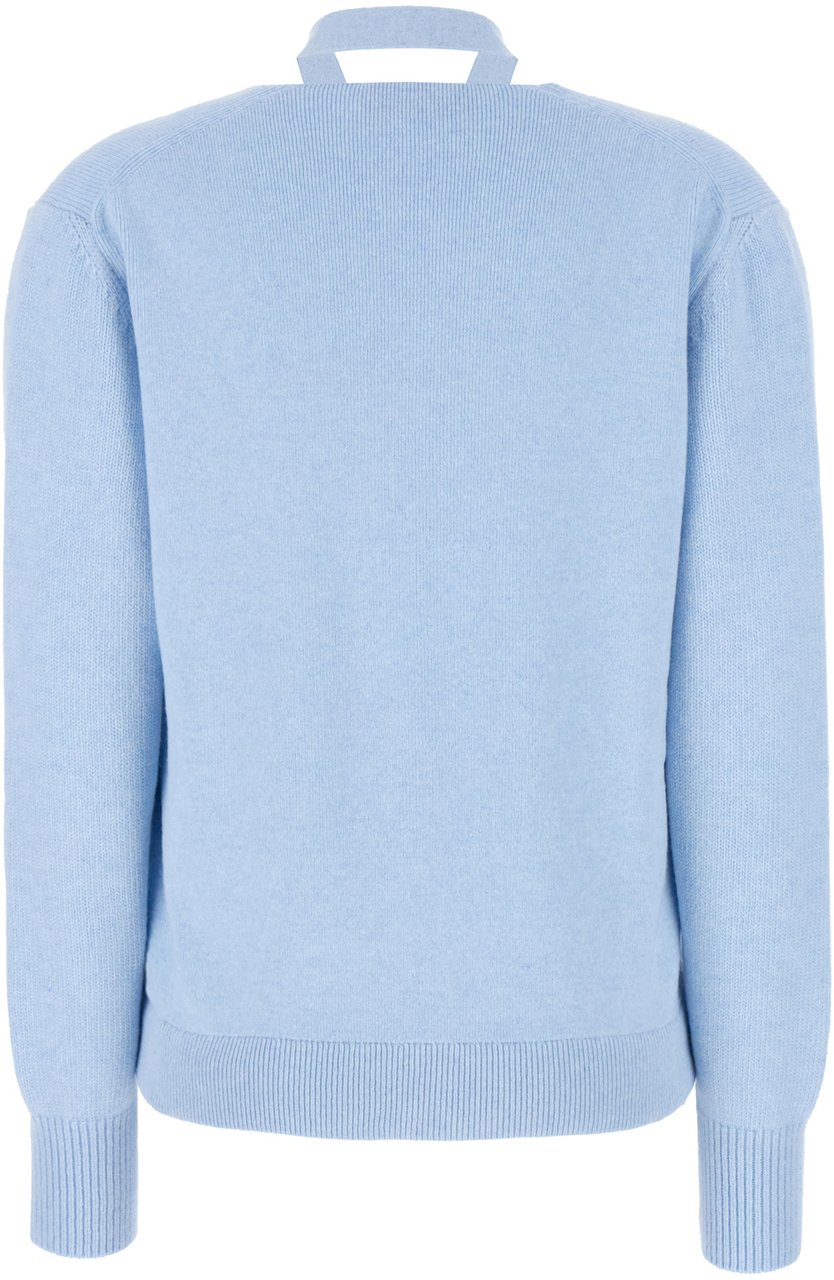 Fendi Fendi Pastel light blue stretch wool blend cardigan Lichtblauw