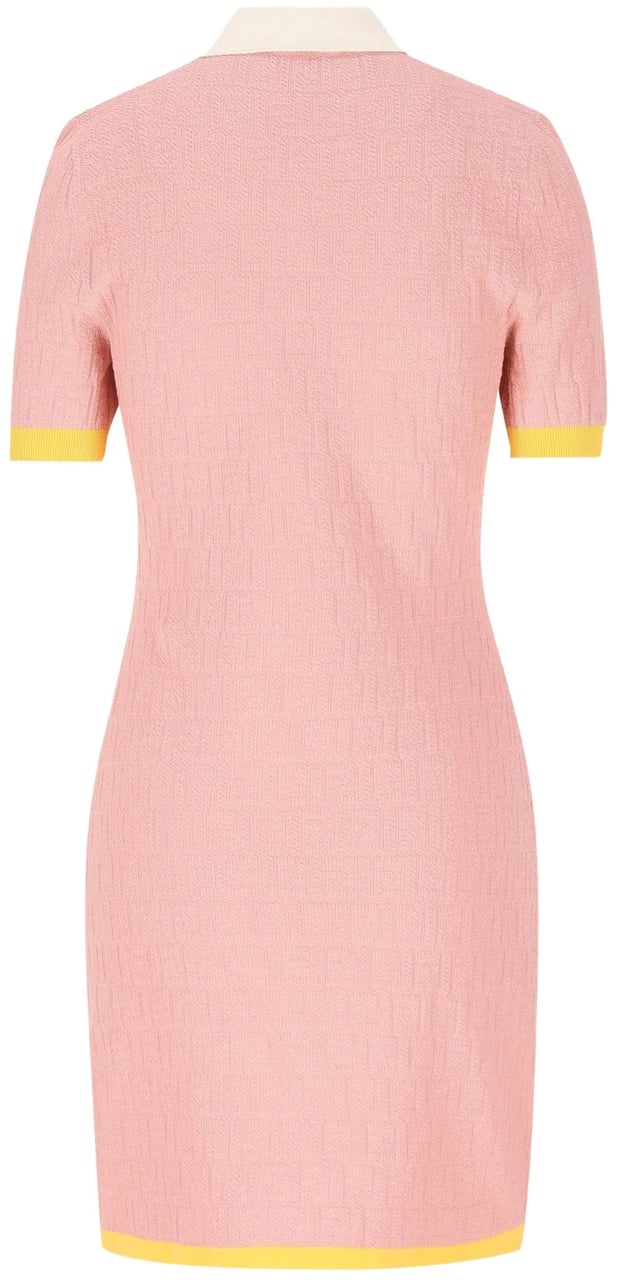 Fendi Color Block FF Fitted Pink Knit Dress Roze