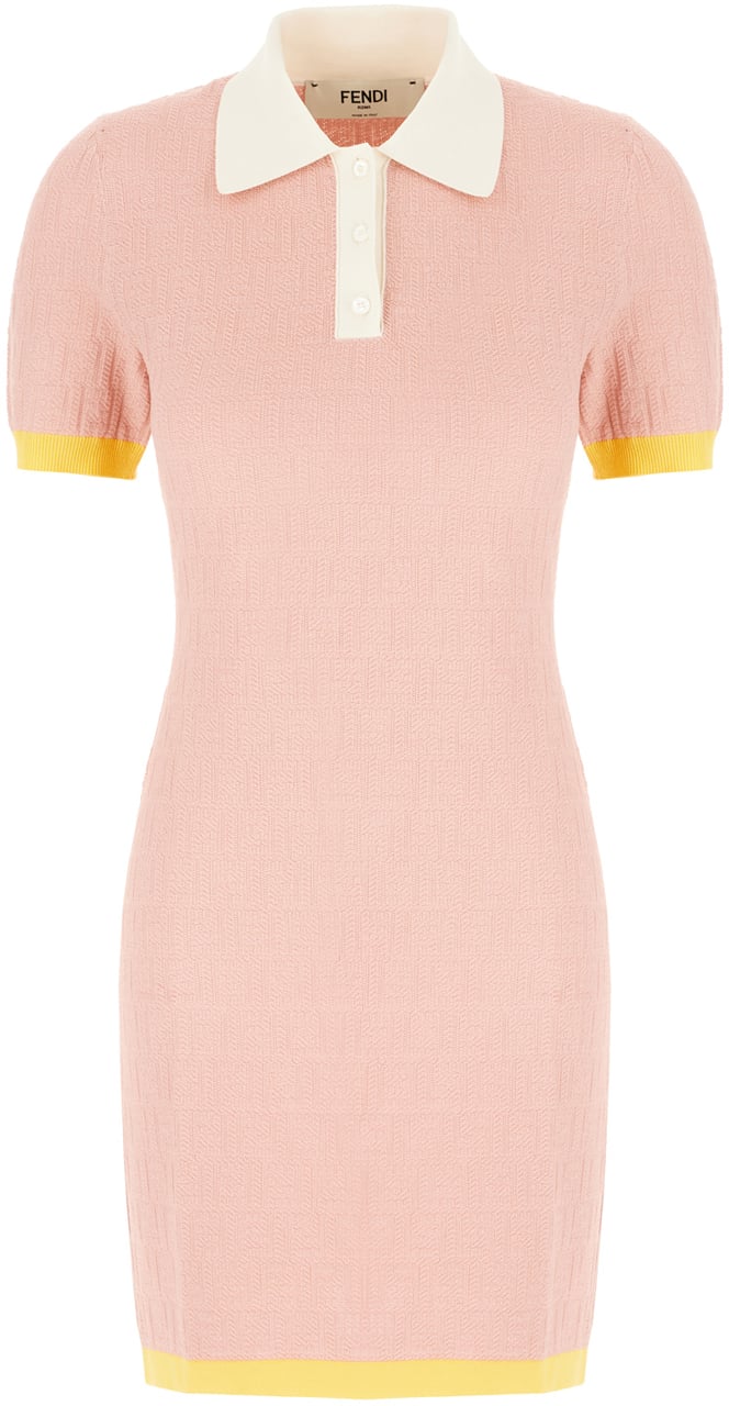 Fendi Fendi Pink stretch cotton blend polo dress Roze