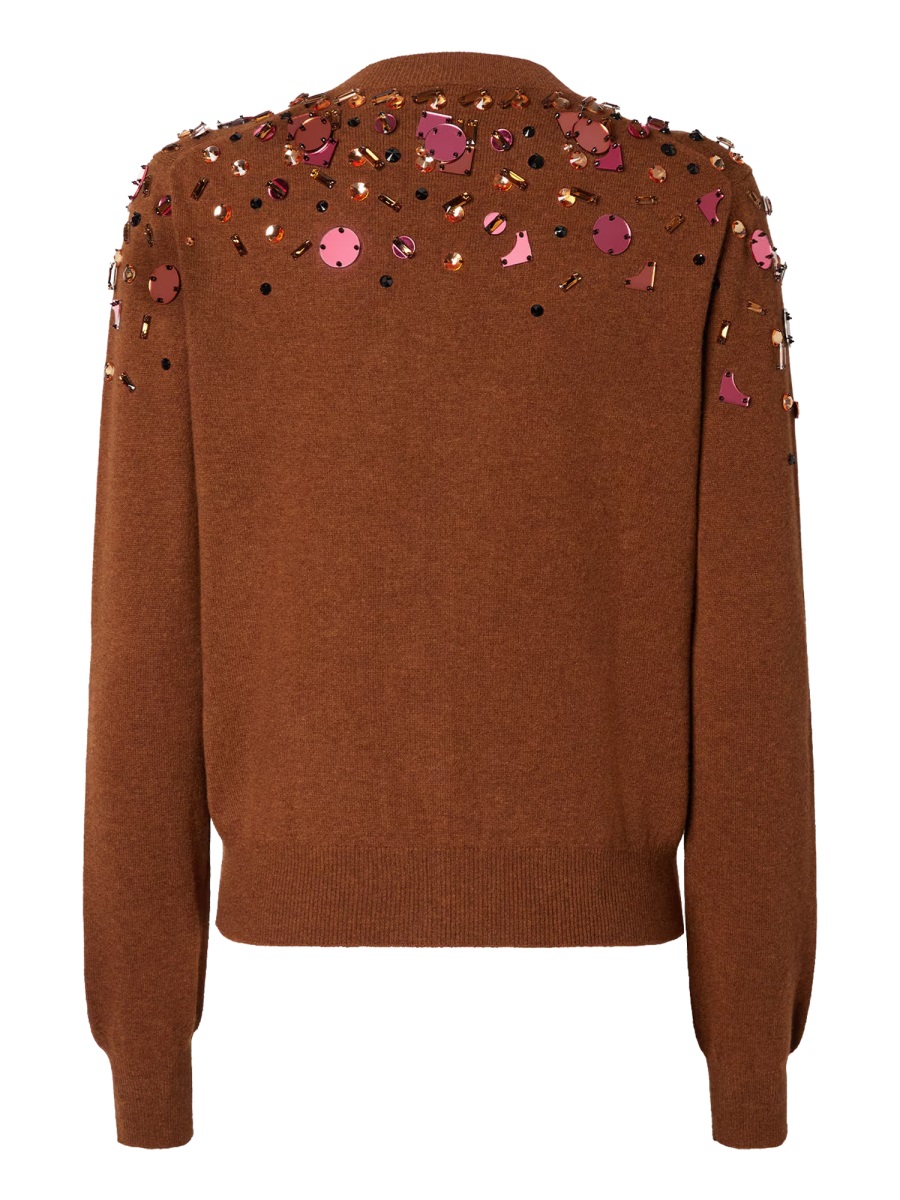 Fendi Wool-Blend Delicate Sequined Fitted Cardigan Rood