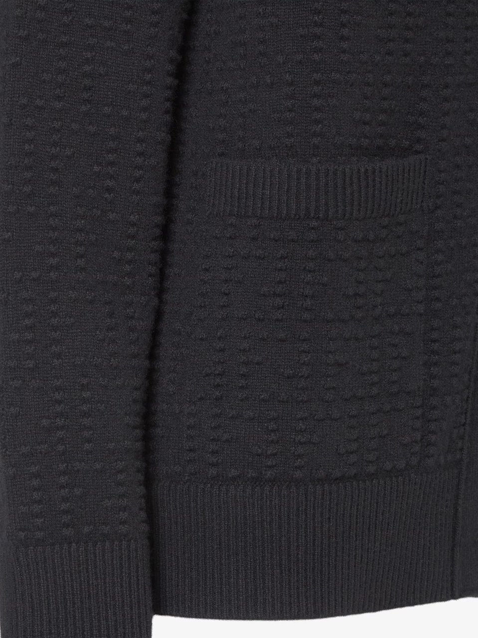Fendi Textured Knit Cardigan with Deep V-Neckline and Ribbed Trims Zwart