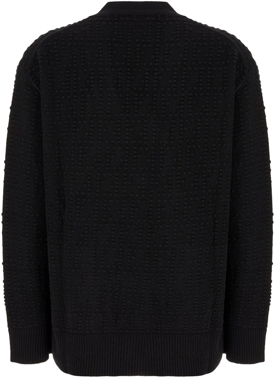 Fendi Fendi Black stretch wool blend cardigan Zwart