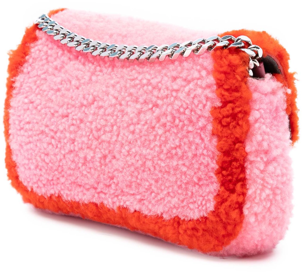 Fendi Micro Bicolor Shearling Baguette Satchel Roze
