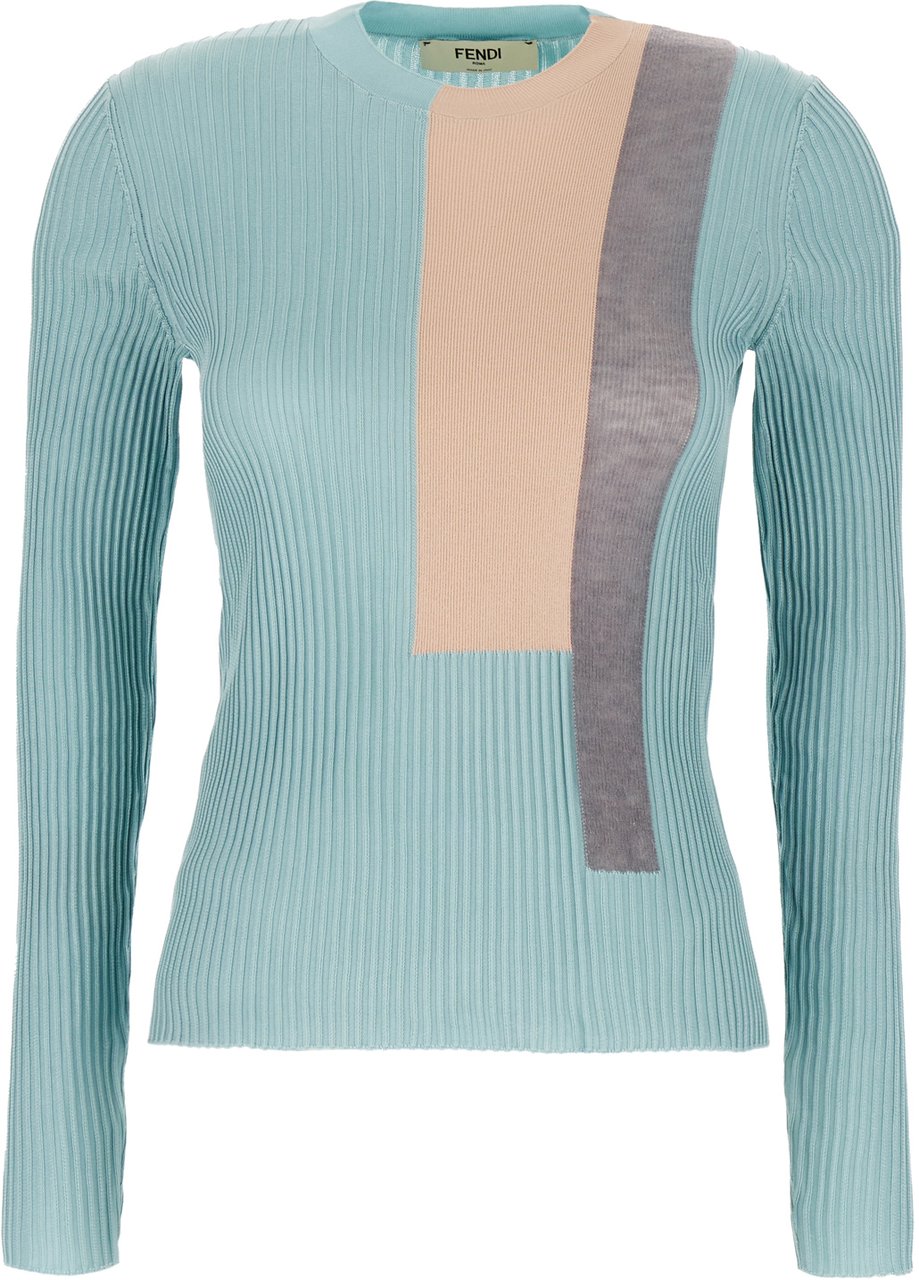 Fendi Fendi Pastel light blue stretch silk blend top Lichtblauw