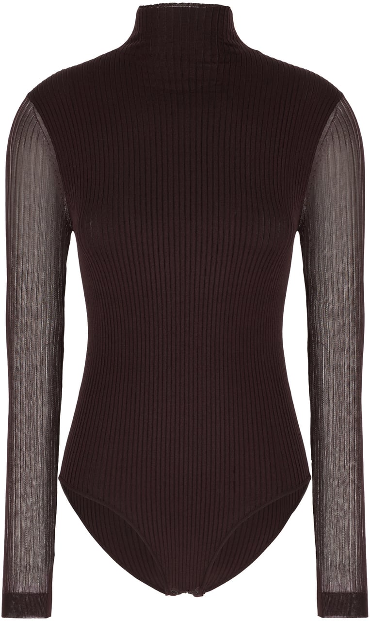 Fendi Fendi Aubergine stretch viscose blend bodysuit Paars