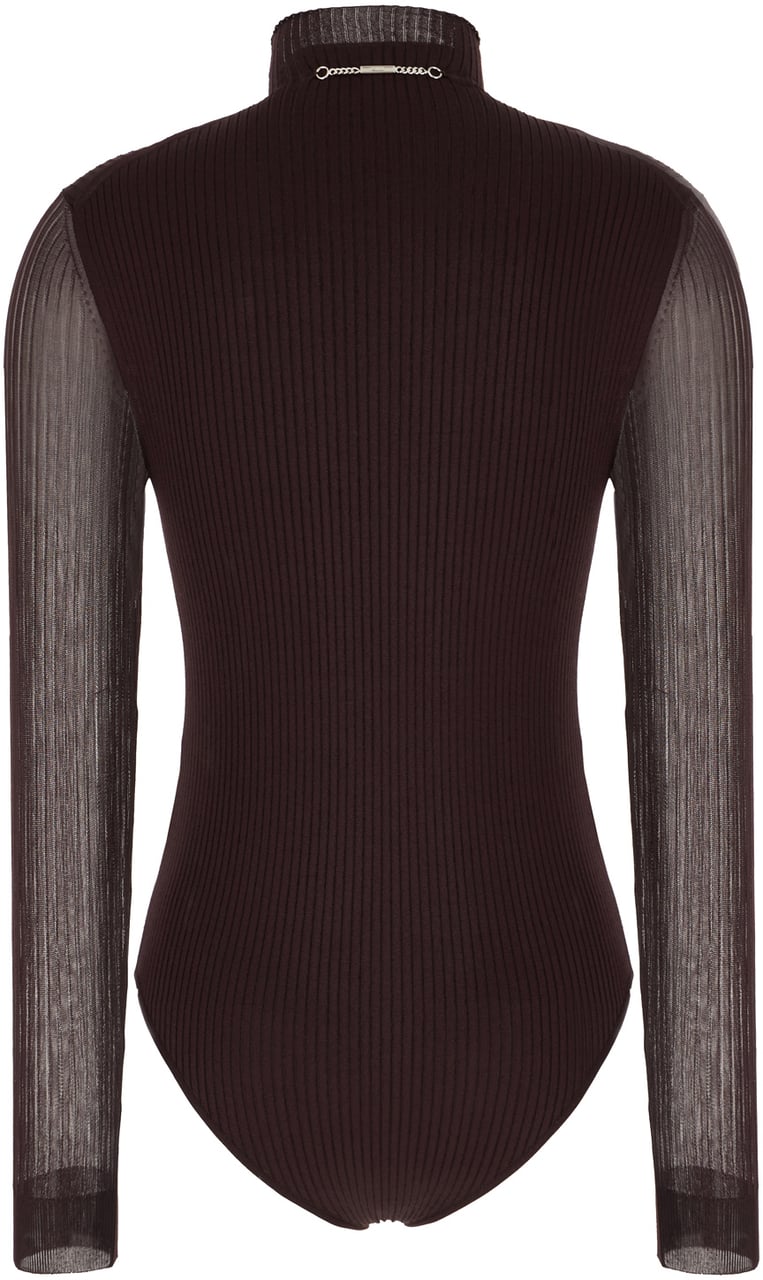 Fendi Fendi Aubergine stretch viscose blend bodysuit Paars
