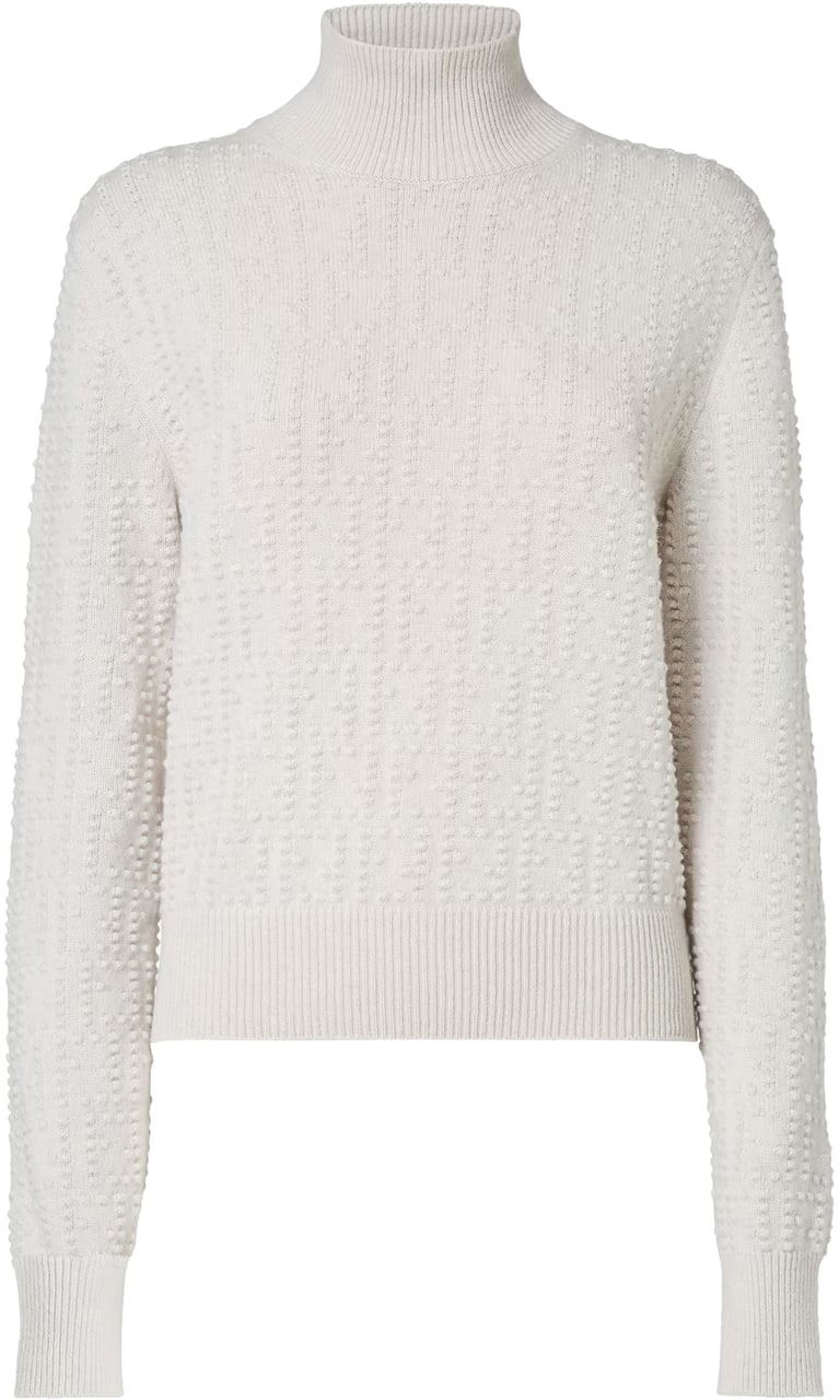 Fendi White Textured Knit Mock Neck Sweater Wit