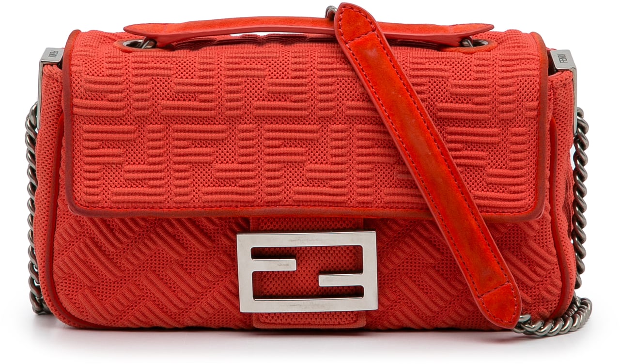 Fendi Midi Chain Baguette Rood