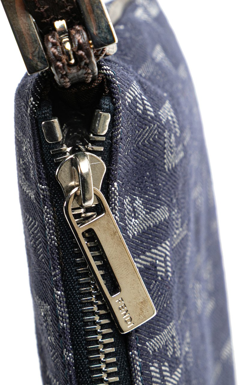 Fendi Zucchino Denim Crossbody Blauw