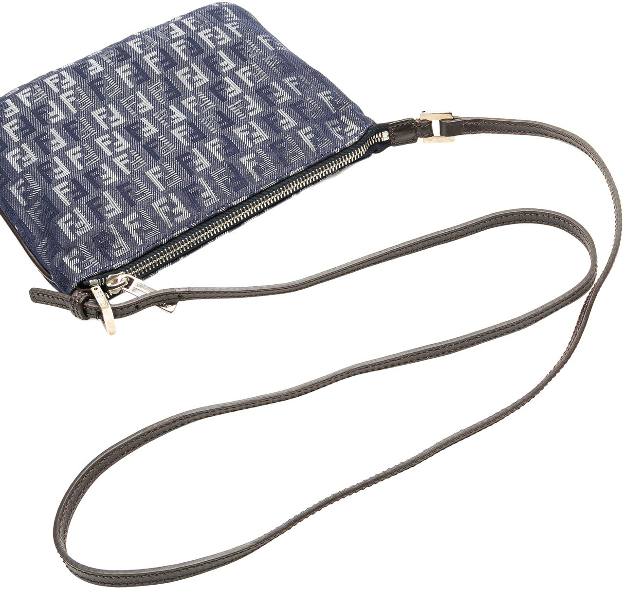 Fendi Zucchino Denim Crossbody Blauw