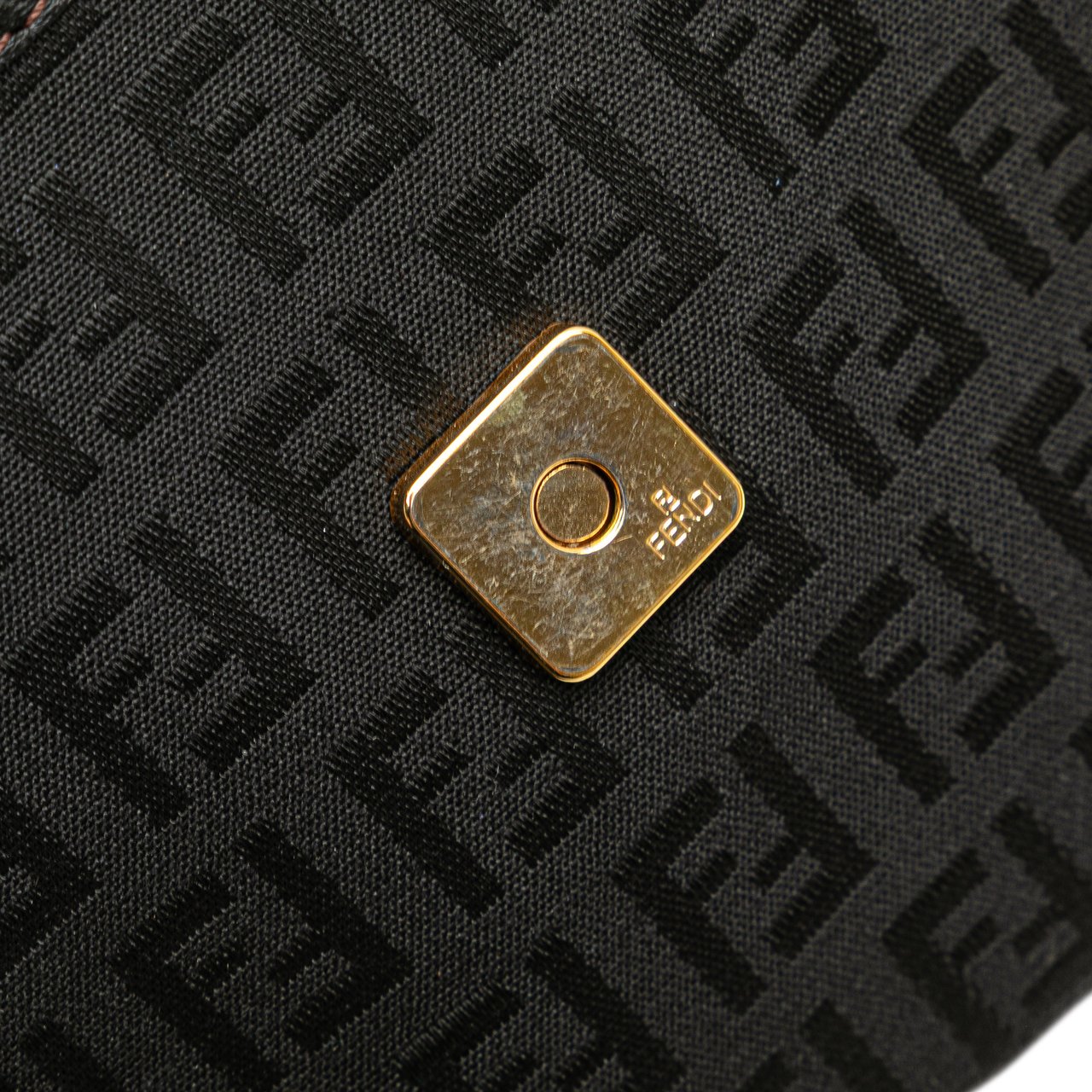 Fendi Zucchino Canvas Handbag Zwart