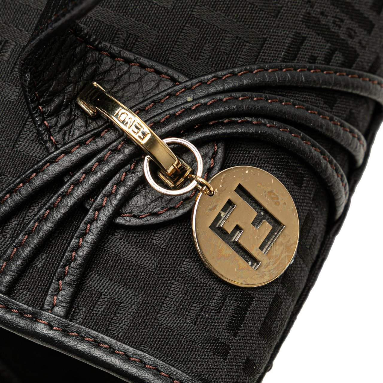 Fendi Zucchino Canvas Handbag Zwart