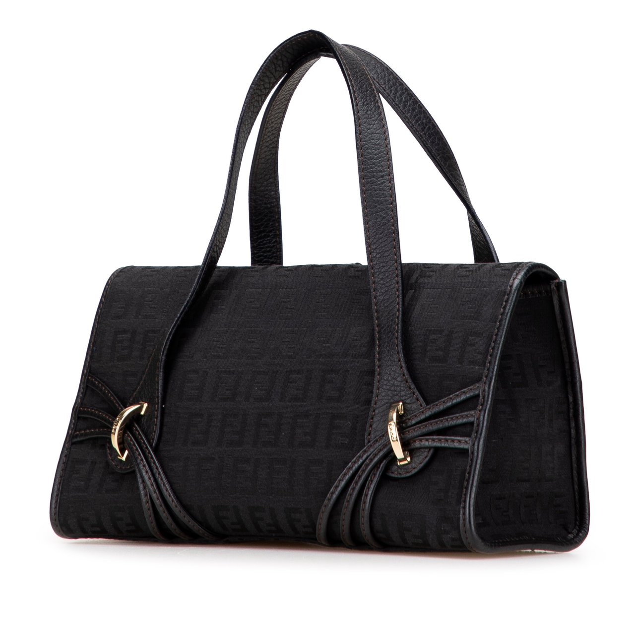Fendi Zucchino Canvas Handbag Zwart