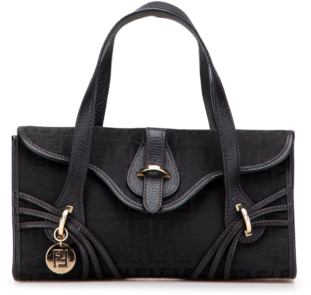 Fendi Zucchino Canvas Handbag Zwart