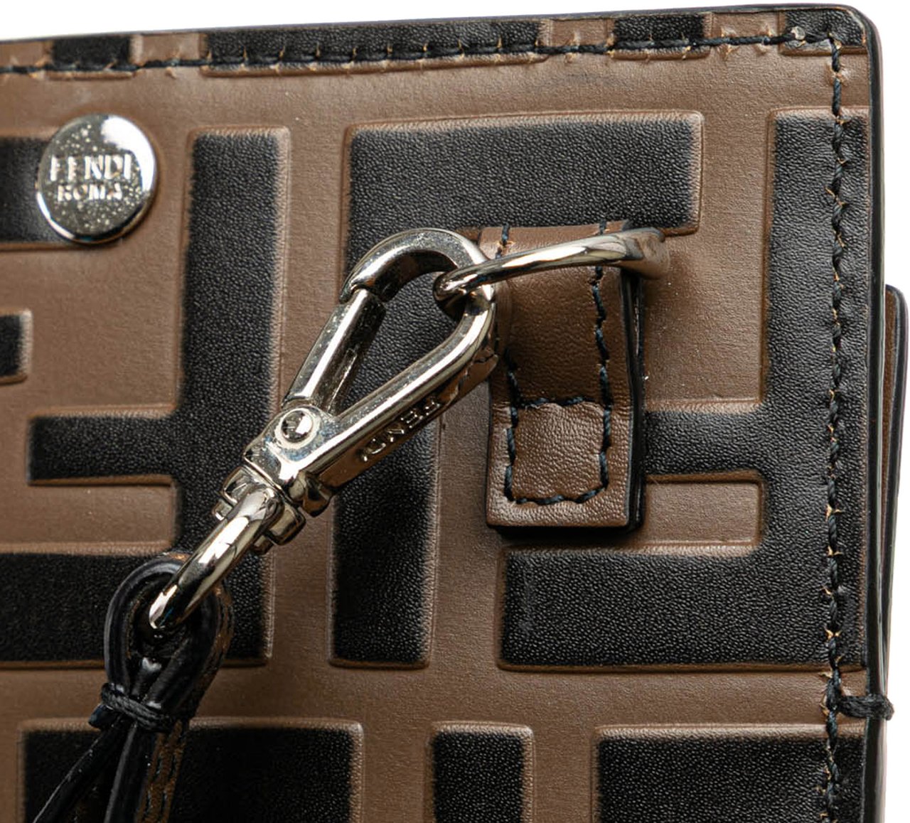 Fendi Zucca Embossed Leather Phone Holder Satchel Bruin