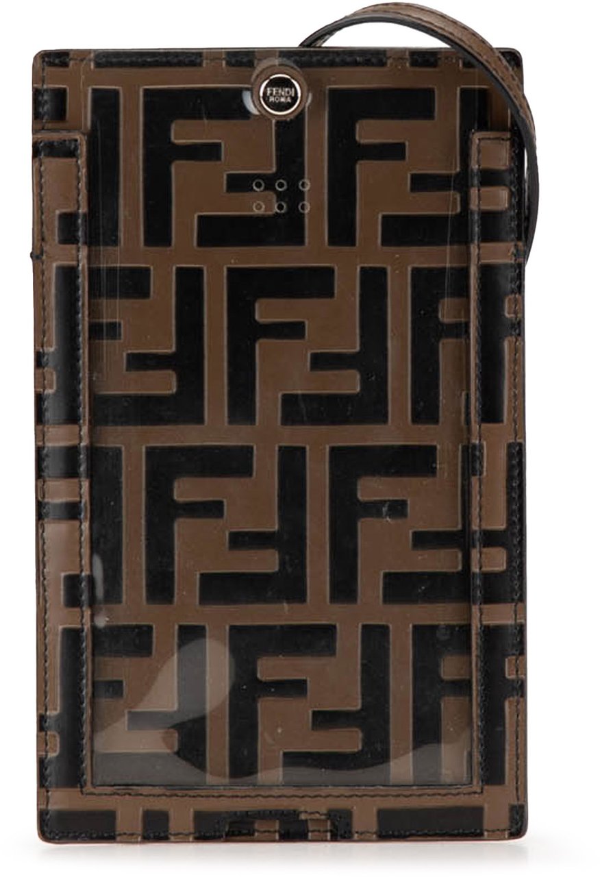 Fendi Zucca Embossed Leather Phone Holder Satchel Bruin