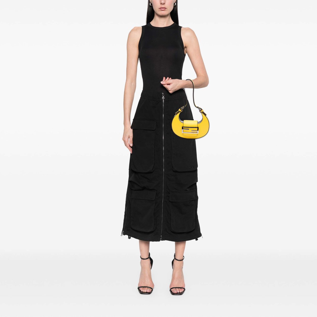 Fendi Mini Leather Cookie Hobo Geel