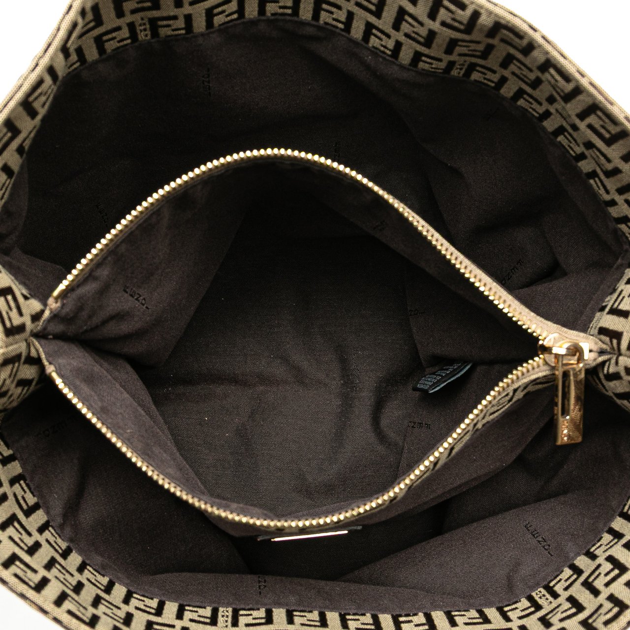 Fendi Zucchino Canvas Tote Bruin
