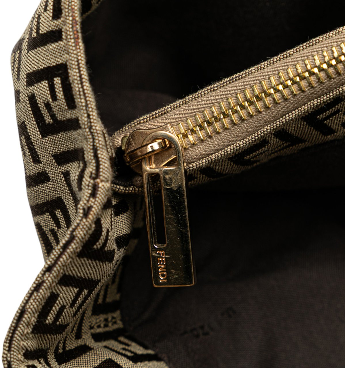 Fendi Zucchino Canvas Tote Bruin